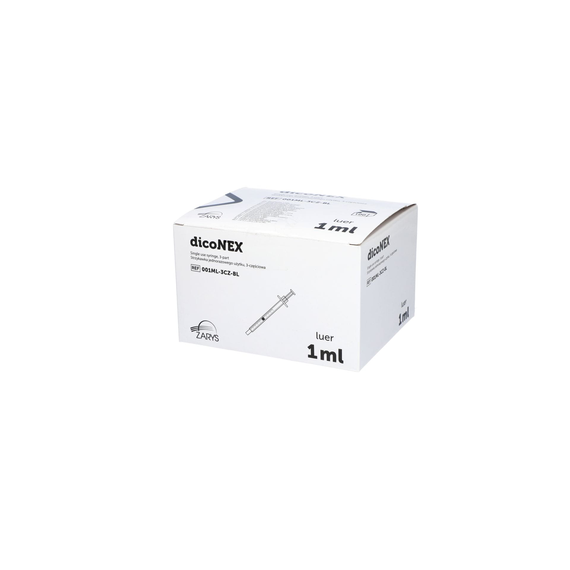 Strzykawki jednorazowe dicoNEX – 3-częściowe, luer, sterylne, bez ftalanów, 1 ml
