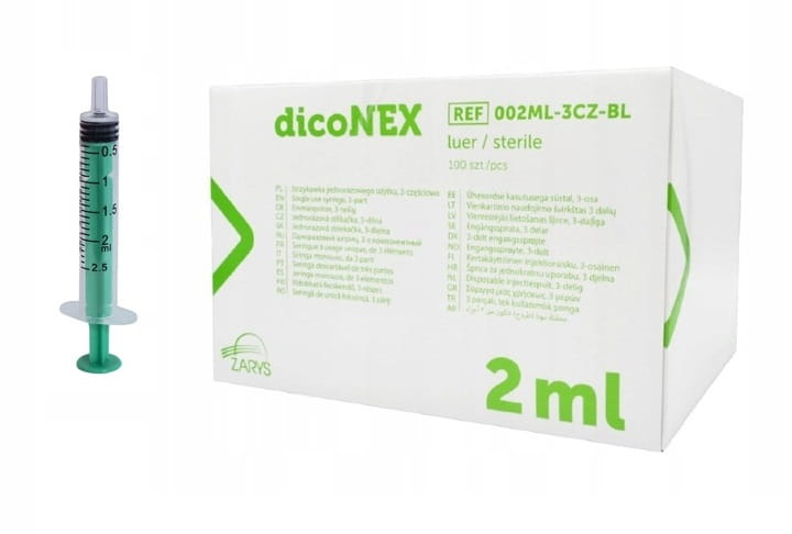 Strzykawki jednorazowe dicoNEX – 3-częściowe, luer, sterylne, bez ftalanów