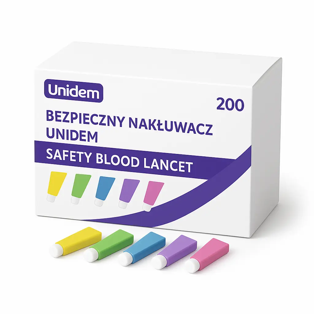 Nakłuwacze automatyczne Unidem – bezpieczne, jednorazowe, sterylne, 200 szt.