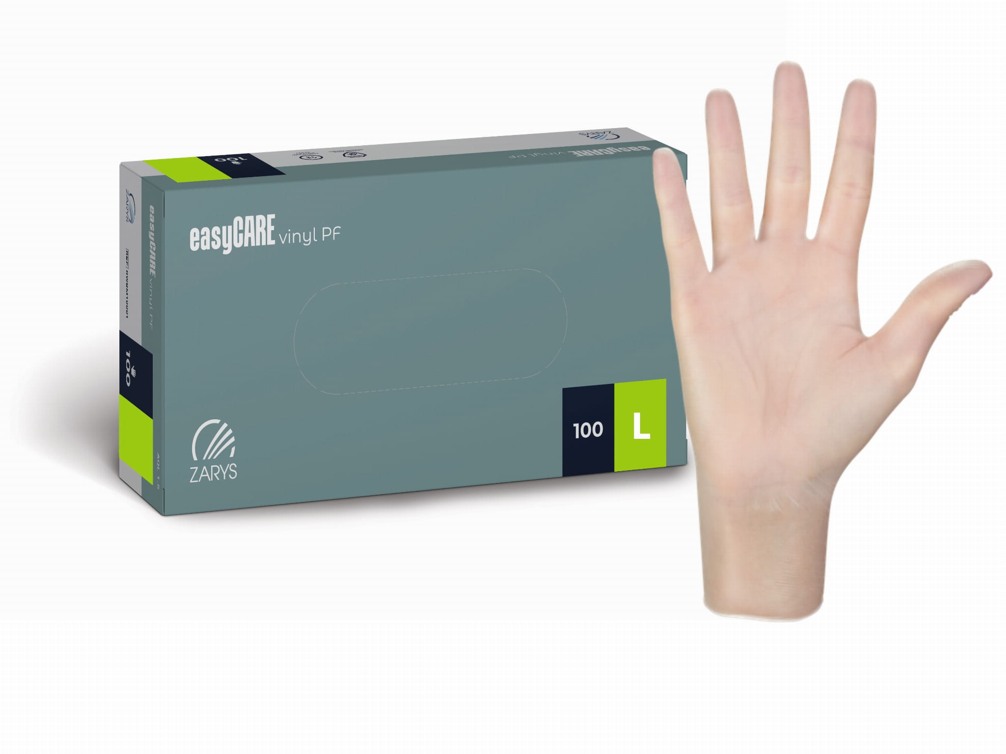 Rękawice Winylowe easyCARE vinyl PF – Bezpudrowe, Przezroczyste, 100 szt.